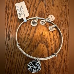 NIB Alex and Ani “Take The Wheel” Silver Bracelet